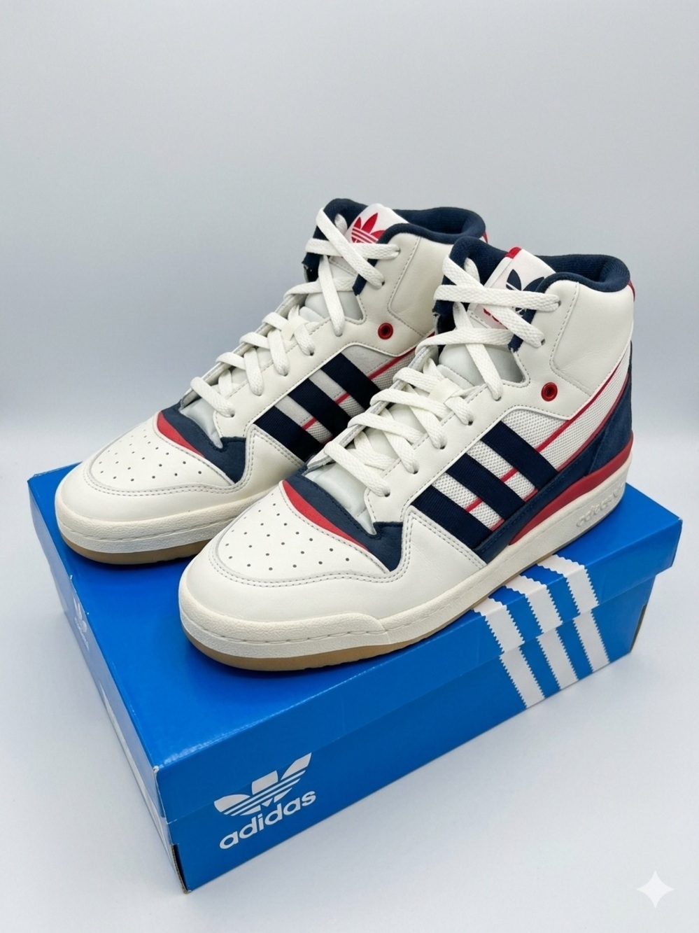 Adidas Forum Exhibit Mid Inside Out White Navy Scarlet HQ1482 Size US 9 VNM